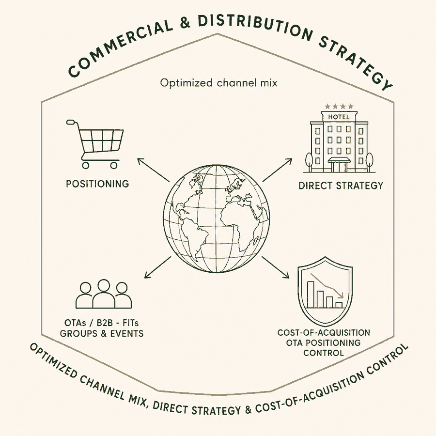 Hotel distribution and channel mix strategy: direct bookings, OTAs, B2B and groups