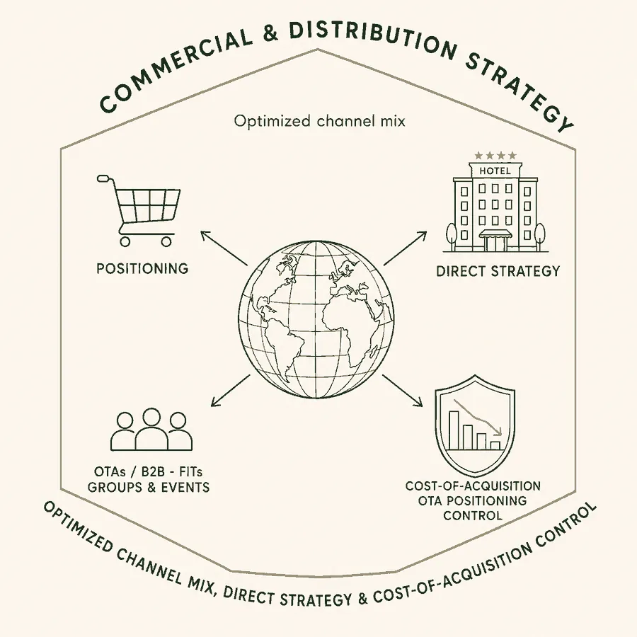 Hotel distribution and channel mix strategy: direct bookings, OTAs, B2B and groups