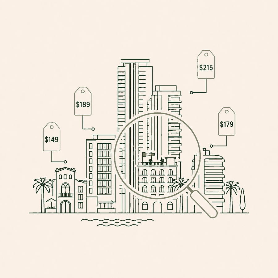 Hotel market and competitor intelligence with rate benchmarking